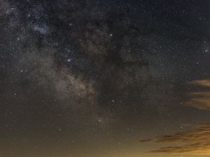 Превью обои звездное небо, галактика, небо, ночь, коричневый