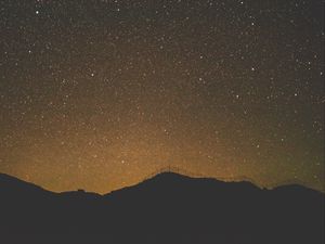 Превью обои звездное небо, горизонт, ночь
