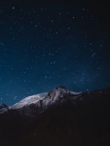 Превью обои звездное небо, горы, ночь