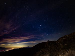 Превью обои звездное небо, горы, звезды, ночь