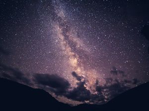 Превью обои звездное небо, млечный путь, облака, ночь