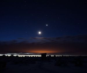 Превью обои звездное небо, ночь, облака, блеск