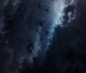 Превью обои звездное небо, облака, туманность