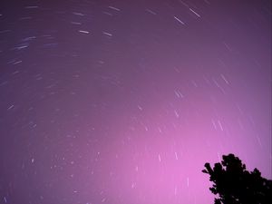 Превью обои звездное небо, звезды, движение, длинная выдержка, ночь