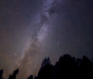 Превью обои звездное небо, звезды, космос, силуэты