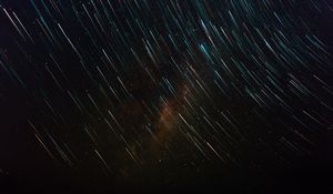Превью обои звездное небо, звезды, ночь, сияние, блеск