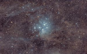 Превью обои звезды, блестки, свечение, космос, темный