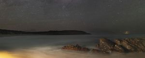 Превью обои звезды, галактика, небо, море, ночь