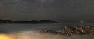 Превью обои звезды, галактика, небо, море, ночь