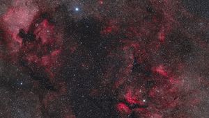 Превью обои звезды, космос, туманность, вселенная, красный, темный