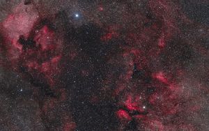 Превью обои звезды, космос, туманность, вселенная, красный, темный