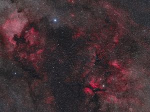 Превью обои звезды, космос, туманность, вселенная, красный, темный