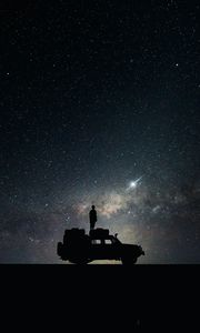 Превью обои звезды, небо, космос, автомобиль