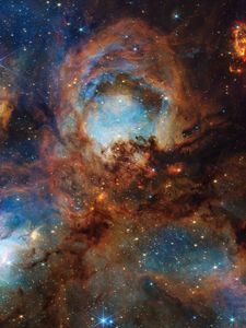 Превью обои звезды, туманность, блестки, космос