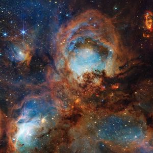 Превью обои звезды, туманность, блестки, космос