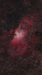 Превью обои звезды, туманности, блестки, красный, темный, космос