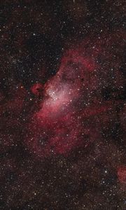 Превью обои звезды, туманности, блестки, красный, темный, космос