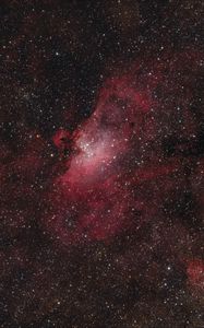 Превью обои звезды, туманности, блестки, красный, темный, космос