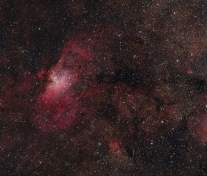 Превью обои звезды, туманности, блестки, красный, темный, космос