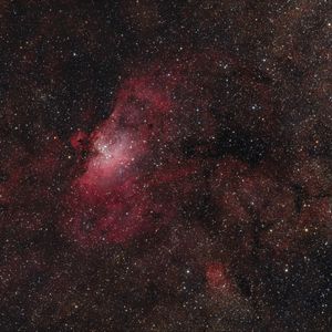 Превью обои звезды, туманности, блестки, красный, темный, космос