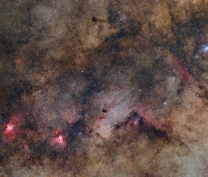 Превью обои звезды, туманности, космос, темный, облака